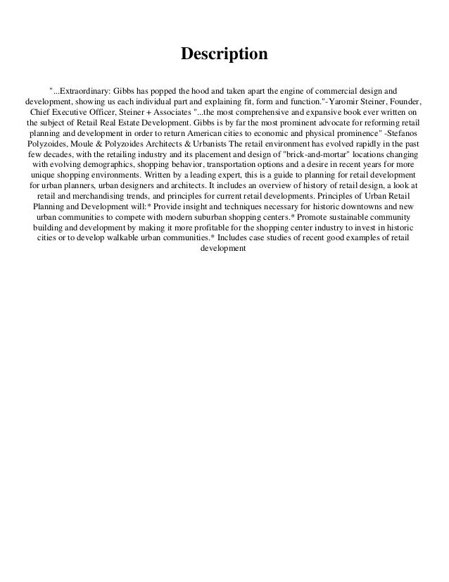 Principles of Urban Retail Planning and Development
